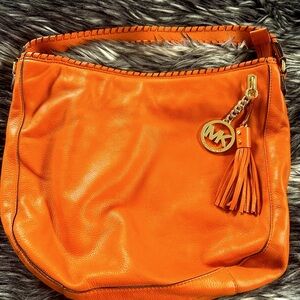 Michael Kors Orange Leather Hobo Bag
